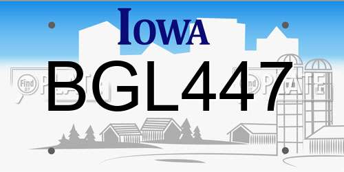 BGL447 Iowa License Plate