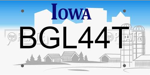 BGL44T Iowa License Plate