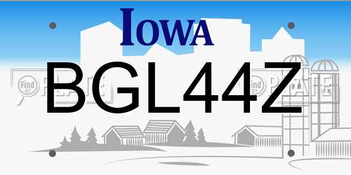 BGL44Z Iowa License Plate