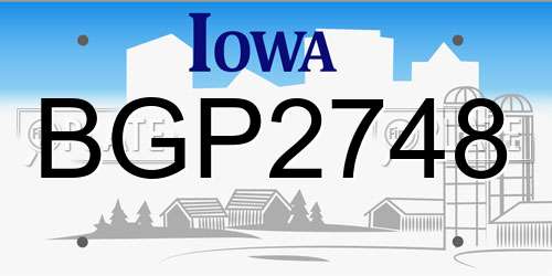 BGP2748 Iowa License Plate