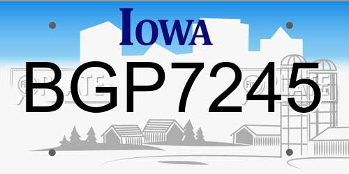 BGP7245 Iowa License Plate