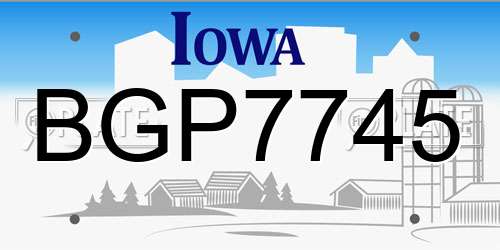 BGP7745 Iowa License Plate