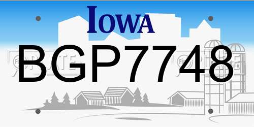 BGP7748 Iowa License Plate
