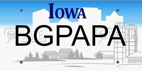 BGPAPA Iowa License Plate