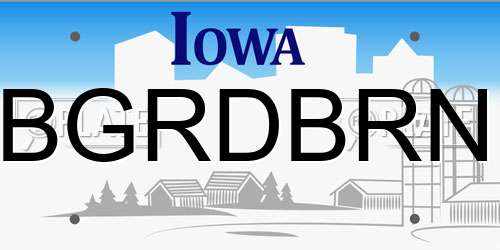 BGRDBRN Iowa License Plate