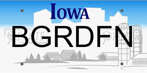 BGRDFN Iowa License Plate