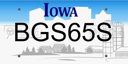 BGS65S Iowa License Plate