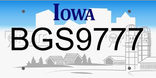 BGS9777 Iowa License Plate