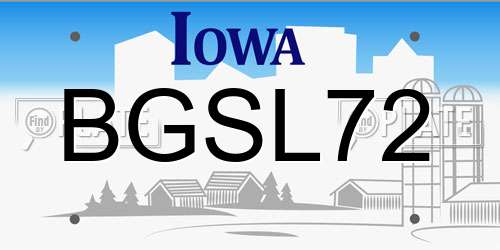 BGSL72 Iowa License Plate
