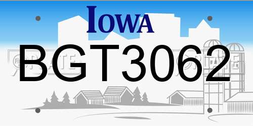 BGT3062 Iowa License Plate