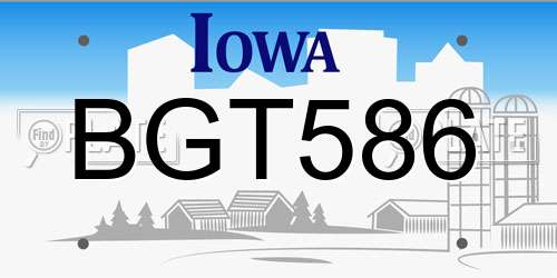 BGT586 Iowa License Plate