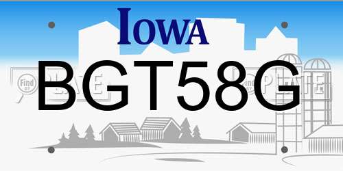 BGT58G Iowa License Plate