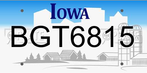 BGT6815 Iowa License Plate