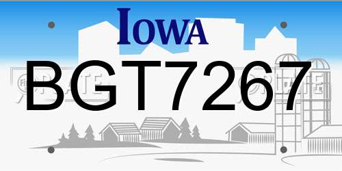 BGT7267 Iowa License Plate