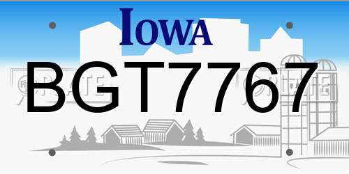BGT7767 Iowa License Plate
