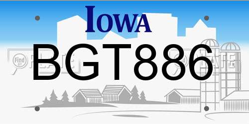 BGT886 Iowa License Plate