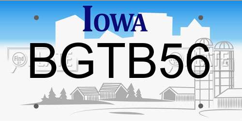 BGTB56 Iowa License Plate