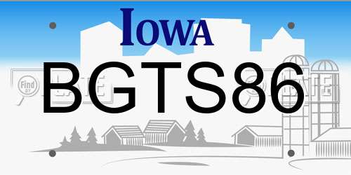 BGTS86 Iowa License Plate