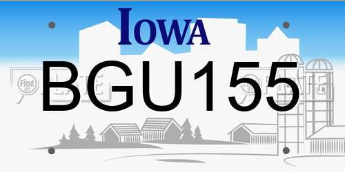 BGU155 Iowa License Plate