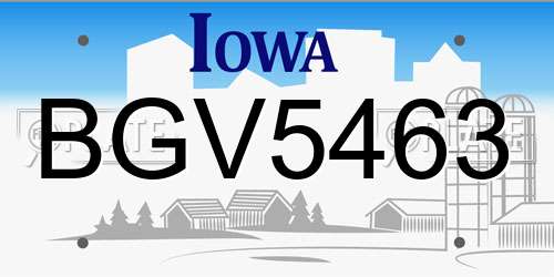 BGV5463 Iowa License Plate
