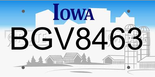 BGV8463 Iowa License Plate