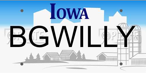 BGWILLY Iowa License Plate