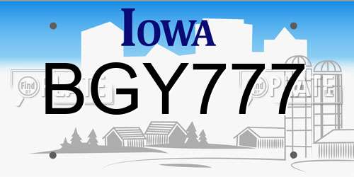 BGY777 Iowa License Plate