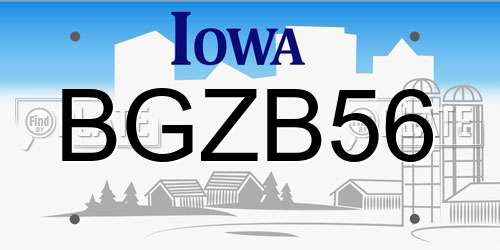 BGZB56 Iowa License Plate