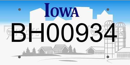 BH00934 Iowa License Plate
