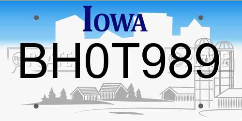 BH0T989 Iowa License Plate