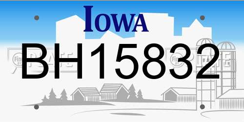 BH15832 Iowa License Plate