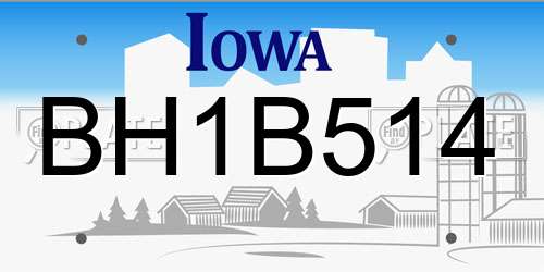 BH1B514 Iowa License Plate