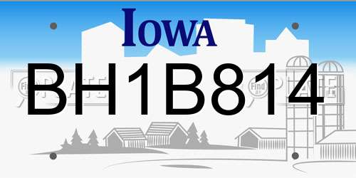 BH1B814 Iowa License Plate