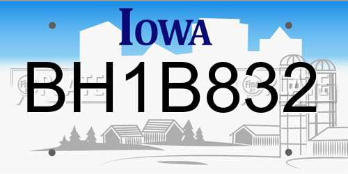 BH1B832 Iowa License Plate