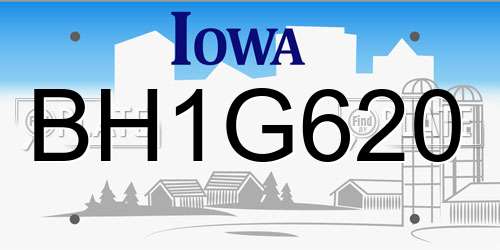 BH1G620 Iowa License Plate