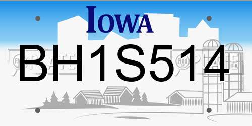 BH1S514 Iowa License Plate