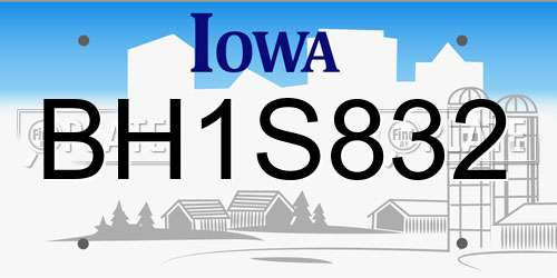 BH1S832 Iowa License Plate
