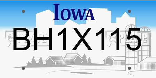 BH1X115 Iowa License Plate