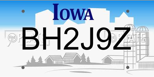 BH2J9Z Iowa License Plate