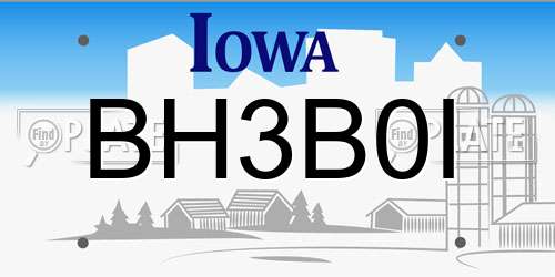 BH3B0I Iowa License Plate