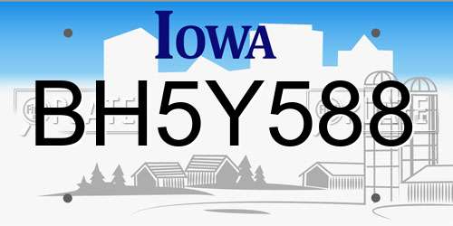 BH5Y588 Iowa License Plate
