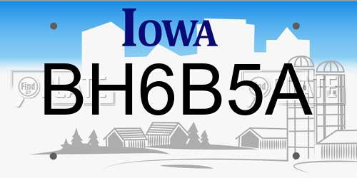 BH6B5A Iowa License Plate