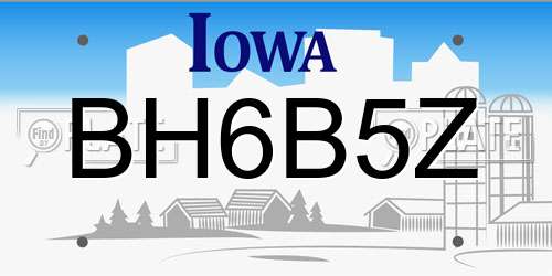 BH6B5Z Iowa License Plate