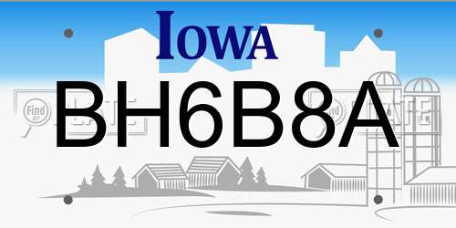 BH6B8A Iowa License Plate