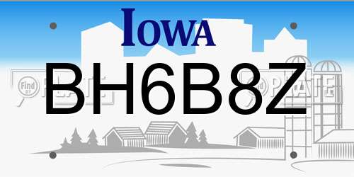 BH6B8Z Iowa License Plate