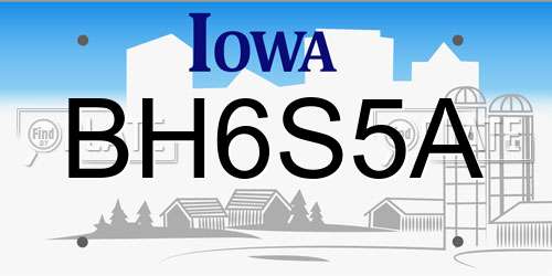 BH6S5A Iowa License Plate