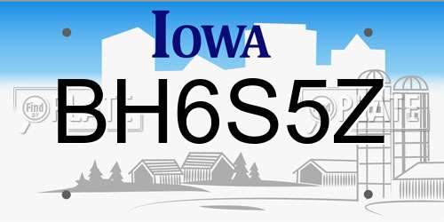 BH6S5Z Iowa License Plate