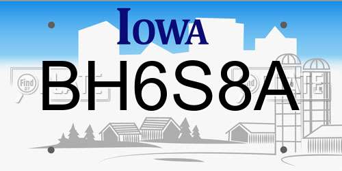 BH6S8A Iowa License Plate
