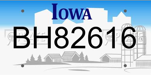 BH82616 Iowa License Plate