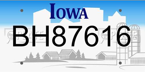 BH87616 Iowa License Plate
